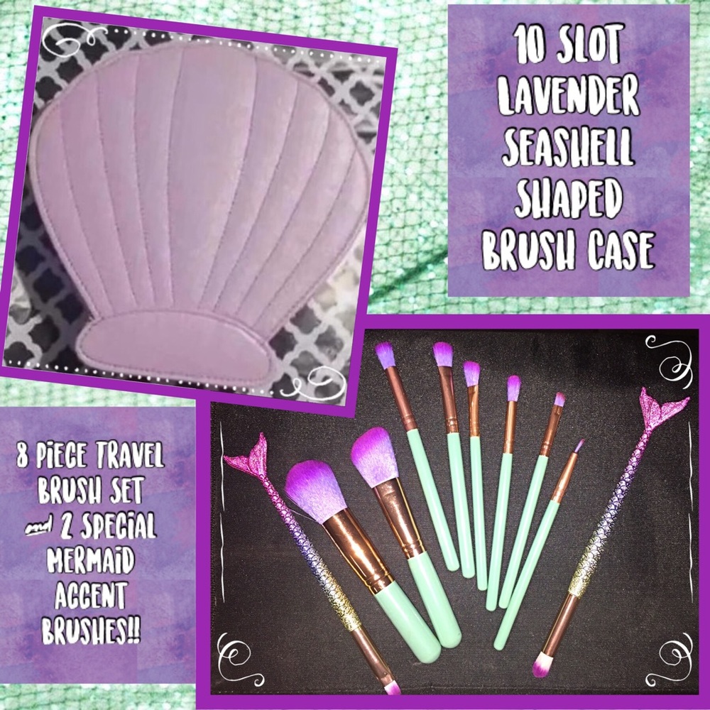 Seashell Shaped MU Brush Travel Case w/ Brushes